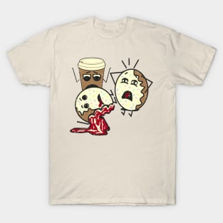 Funny Coffee Cup & Jelly Donuts Panic Attack T-Shirt